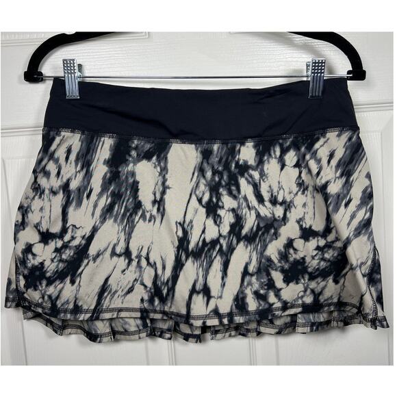 Lululemon Womens 6 / S Pace Setter Skort Black Cream Stretch Pull On Golf Tennis - Picture 2 of 7